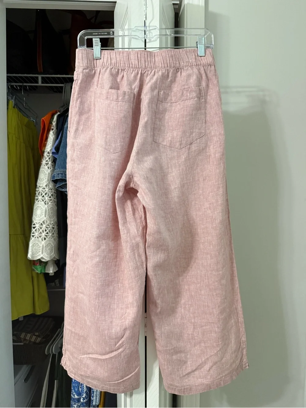 Cynthia Rowley Blush Pink Wide-Leg Linen-Blend Pants